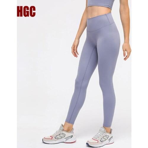 HGC Sports Leggings Women High Waist Naked-feel Fabric NO FRONT SEAM Hip Lifting Elastic Fitness Squat Proof Soft Yoga Pants
