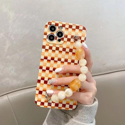 Allchw Bracelet IMD Phone Cases for iphone 12 11 Pro Max X XS XR 7 8 Plus SE 2020 12 Pro Amber Marble Chain Soft Back Cover Capa