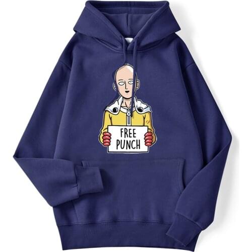 Cartoon Print Free One Punch Man Hoodie Harajuku Anime Men Sweatshirt Autumn Hip Hop Streetwear Male Loose Hooded Tops