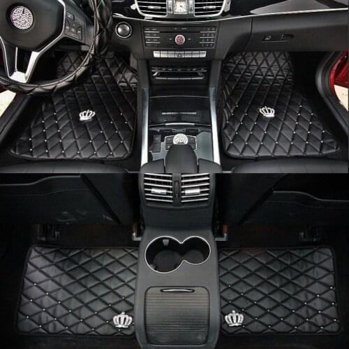 Universal Car Leather Foot Mats Crown Rivet Anti slip Foot pad Car Floor Mats Car-styling Auto Interior Accessories Protector