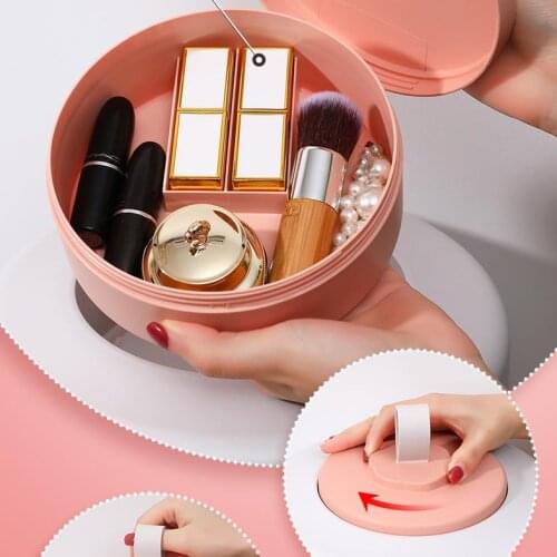 Rotating Cosmetic Storage Box Dust-proof Desktop Home Portable Dressing Box Large-capacity Skin Care Rack Makeup Organizer Box