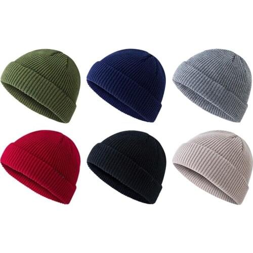 Fashion Autumn Winter Warm Navy Gray Black Armygreen Casual Knitted Beanies Hat Caps Knit Beanie Hat For Adult Women Men