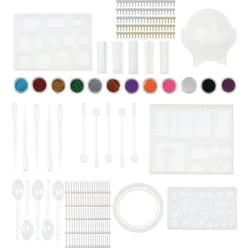 Silicone Resin Jewelry Molds Earrings Pendant Cabochon Geometric Round Sphere Square Shaped Resin Jewelry Making Tools Set