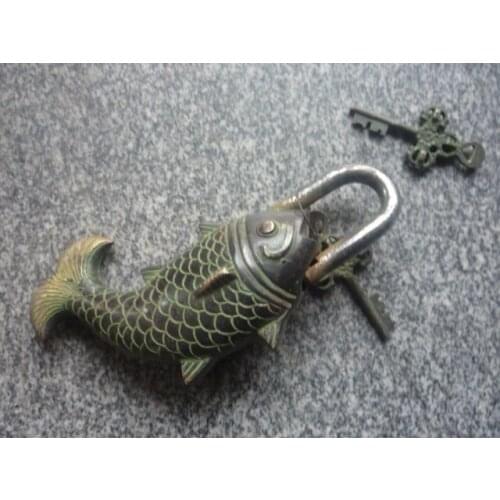 Wonderful Old 18C copper Lonck with Key,best design,free shipping