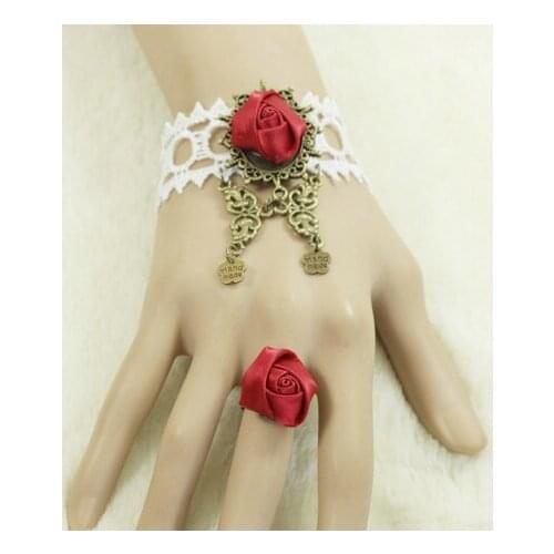 New Gothic Palace Retro Handmade Jewelry Charm Women Rose White Lace Bracelets Wristband For Masquerade Ball