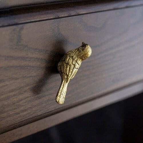 Solid Gold Bird Brass Kitchen Door Knobs and Pulls Cabinet Handles for Furniture Cupboard Drawer Pulls Home Decor