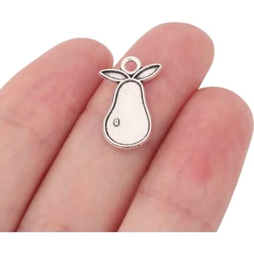 100 x Tibetan Silver Fruit Pear Charms Pendants Beads for DIY Bracelet Jewelry Making Accessories 19x12mm