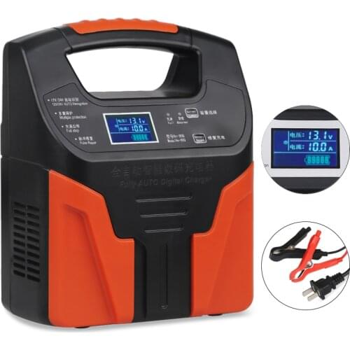 10A 220V 12v 24V Lead Acid Battery Chargers Smart Fast Charging Full Automatic Motorcycle Truck Car Battery Charger LCD Display