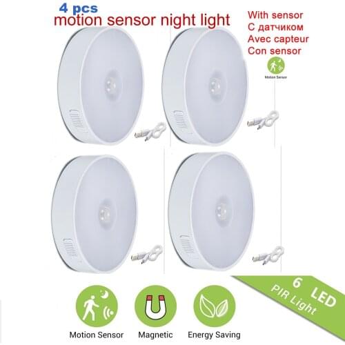 2-6pcs garden lighting warm white pole PIR Motion Sensor for indoor,street,wall,yard usb charged led cabinet lamp night light w