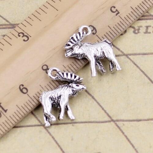 20pcs Charms Moose Deer 18x16mm Tibetan Silver Color Pendants Antique Jewelry Making DIY Handmade Craft Pendant