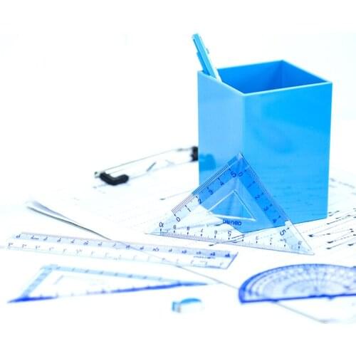 4pcs / set of Deli 9594 blue multifunctional drawing combination ruler + triangle plate + protractor, student office stationery