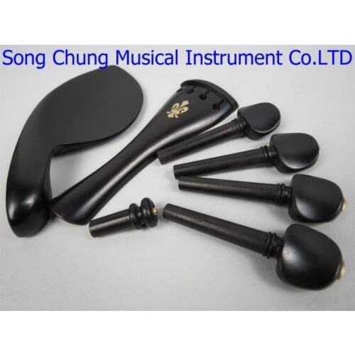 5 sets of violin ebony fittings 4/4,very beautiful carved