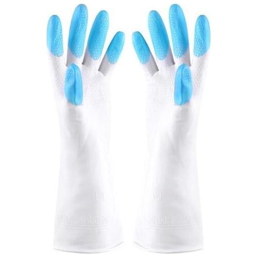 Household Rubber Gloves Latex Washing Kitchen Dishes Cleaning Plumber Long Gloves non-slip blue pink green