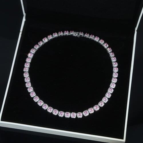 Men Women Hip hop tennis Chain Necklace Bracelet for 1 Set Square CZ stone Hiphop iced out bling Chains Necklaces jewelry