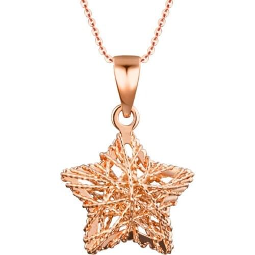 Pure 18K Rose Pendant Womens AU750 Gold Star Necklace Pendant