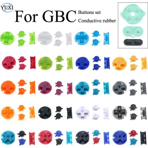 YuXi Colored Plastic Button Keypad A B D Pad Power On Off Buttons Set With Silicone Conductive Rubber For Gameboy Color For GBC
