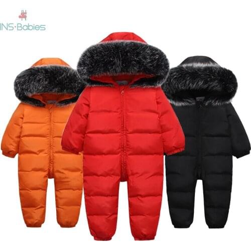 Baby clothes Duck Down boys Infant baby Clothes Girl Boys Kids Jumpsuit 18m~4y Russian Winter Snowsuit warm outwear clothing2020