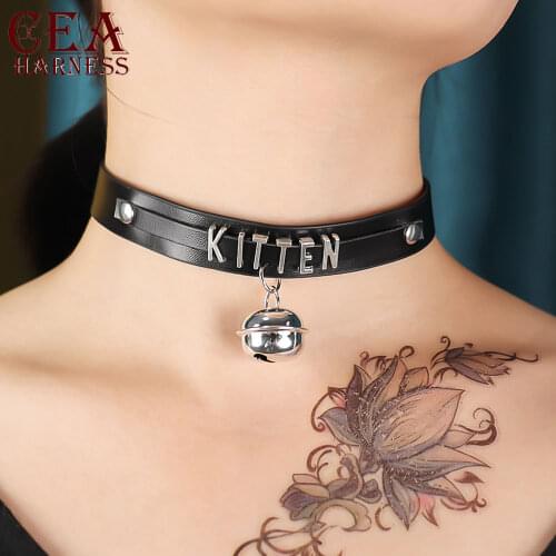 CEA 2021 New Arrival Goth Necklace For Women Vintage Black Bell Letter Leather Choker Gothic Accessories Girls Party Jewelry