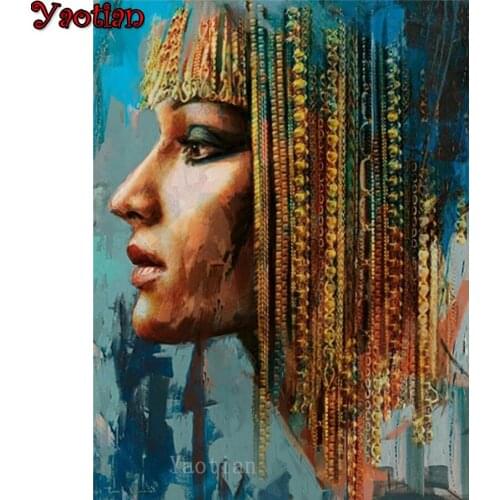 Egypt Queen Diamond Painting Full Round Square Drill 5D Crystal Rhinestones Mosaic Needlework Color Woman Picture Diy Embroidery