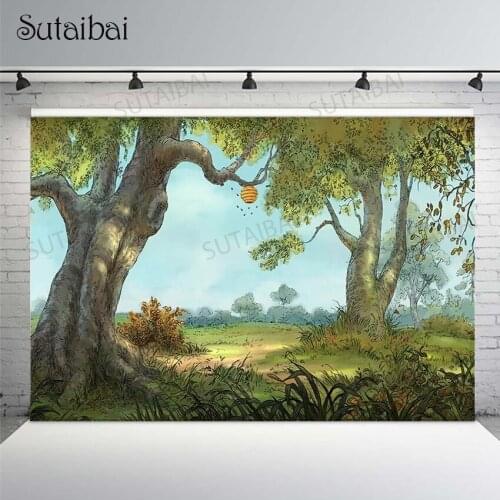 Jungle Newborn Photography Backdrop Bear Honey Hunny Baby Woodland Forest Background Party Decoration Dessert Table Banner