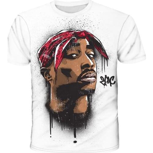 Singer 2pac 3D Printing T Shirt Men Women Summer Fashion Casual Hip-hop O-Neck Short Sleeve Rapper T-Shirts Oversize Top Tees
