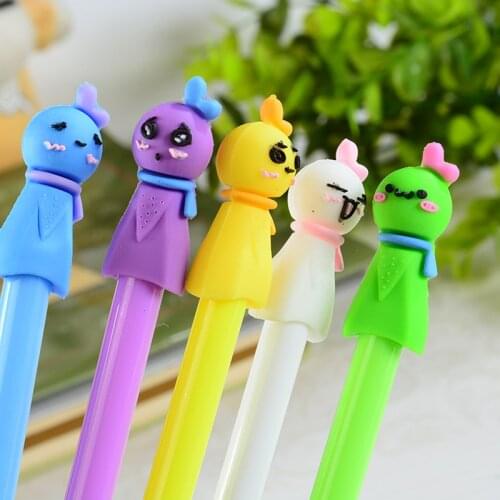 50 PCs Color Sunny Doll Shape Gel Pen Cute Personality Full Needle Black Cute Pen Student Christmas Gifts Stationary