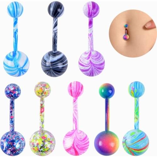 Alisouy Sexy Dangle Spot Belly Bars Belly Button Rings Belly Piercing Surgical Stainless Steel Body Jewelry Navel Piercing Rings