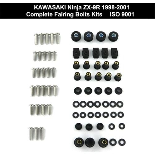 Fit For Kawasaki Ninja ZX-9R 1998-2001 Motorcycle Complete Full Fairing Bolts kit Cover Bolts Screws Nuts Clips Stainless Steel