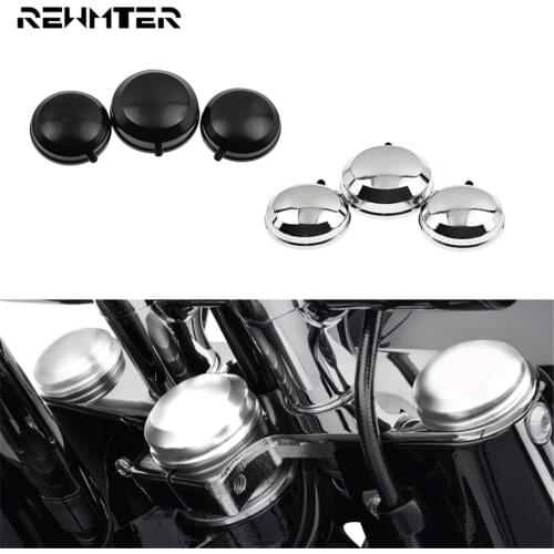 Motorcycle CNC Upper Fork Stem Covers Triple Clamp Cover Black/Chrome For Harley Dyna Sportster XL 883 1200 Softail Fat Bob