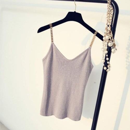 Summer Girl Fashion Sexy Slim Knit Tank Tops Women\s Elastic Sleeveless T-shirt With Shin Rayon Knit
