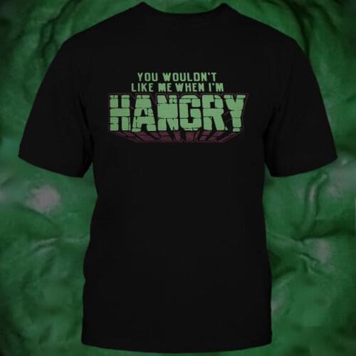 Fashion Men T Shirt Free Shipping Retro Vtg Hulk Parody YOU WOULDN'T LIKE ME WHEN I'M HANGRY Shirt, Hungry Angry Tee Shirt