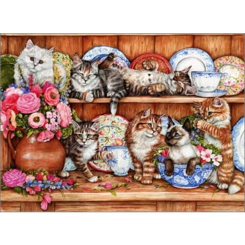 Embroidery Counted Cross Stitch Kits Needlework - Crafts 14 ct DMC DIY Arts Handmade Decor - Kittens