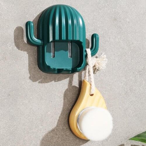 Bathroom Toothbrush Holder Self-adhesive Wall-mounted Drain Shelf Plastic Cactus Toothpaste Electric Toothbrush Rack Punch-free