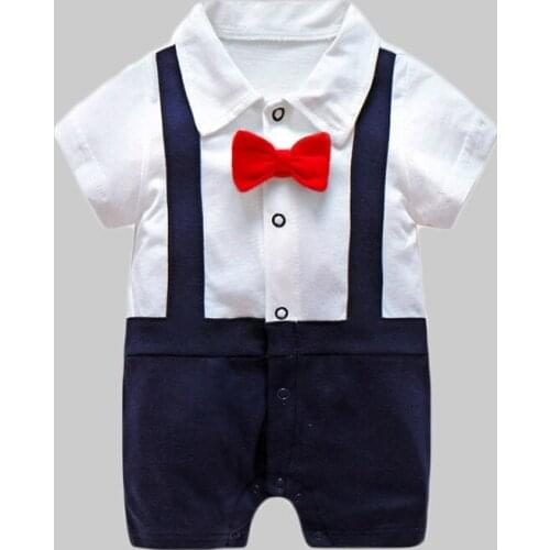 New Born Baby Clothing Summer Gentleman Rompers 0-12M Baby Boys Cotton Jumpsuit Baby Body Clothes Newborn Unisex Thin Costumes