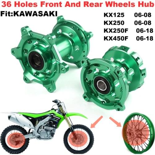 New Motorcycle Front Rear 36 holes Complete Billet CNC Wheel Hubs For KAWASAKI KX125 KX250 2006-2008 KX250F KX450F 2006-2018