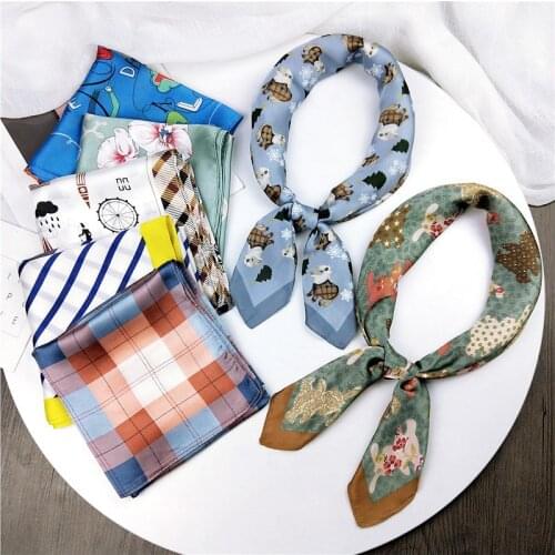 NEW Multifunction Bandana Square Scarf for Women/Men Fashion Accessoires Silk-like Hair Handkerchief Bag Scarf 70*70cm FJ166