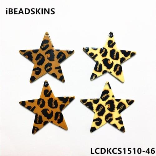New arrival! 48x44mm 50pcs/lot acrylic star-shape Imitation Cloth double print charms for earring/Jewelry DIY making(As shown)