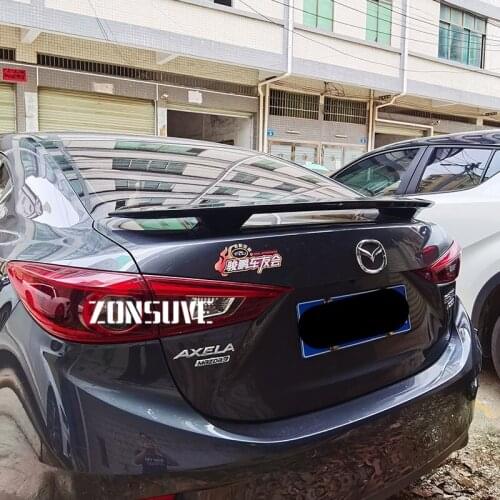 Use For Mazda 3 M3 2014--2021 Year Spoiler ABS Plastic Black Carbon Fiber Look Rear Trunk Wing Body Kit Accessories