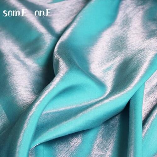 Mercerized Cotton Silk Satin Fabric Blue Gradient Color DIY Decor Kungfu Suit Cheongsam Bridal Evening Dress Designer Fabric