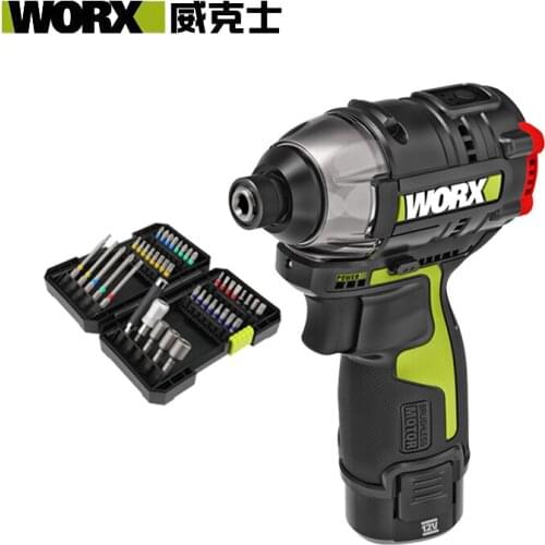 WORX Cordless Impact Screwdriver WU132 12V 140Nm Brushless Motor Rechargerable Battery Professional Tool With Drill Bits Set