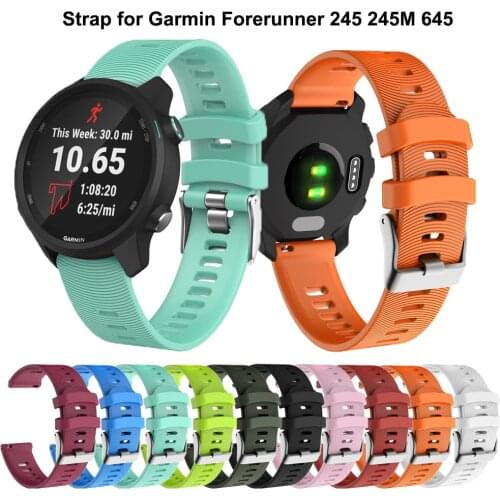 Silicone Bracelet For Garmin Forerunner 245 245M 645 Wrist Straps Official Button Watch Band For Vivoactive 3 Venu For GTS
