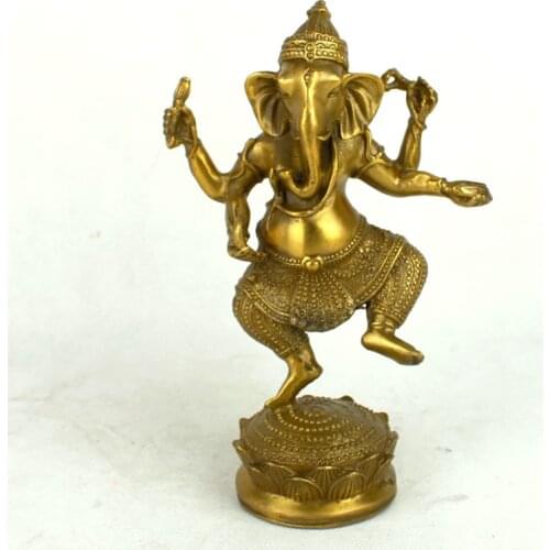 Pure copper Geneisha Statue, Elephant god, Thailand buddha figurine, about 18.5cm Height figure