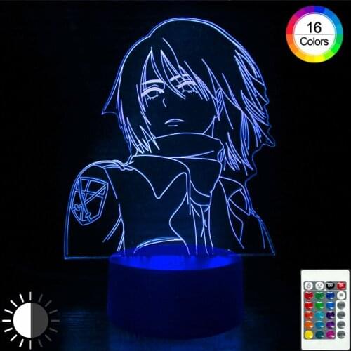 3D Anime Led Lamp Attack on Titan Night Light 16 Color Conversion Touch Remote Control Bedroom Decor Cool Boy Childrens Lights