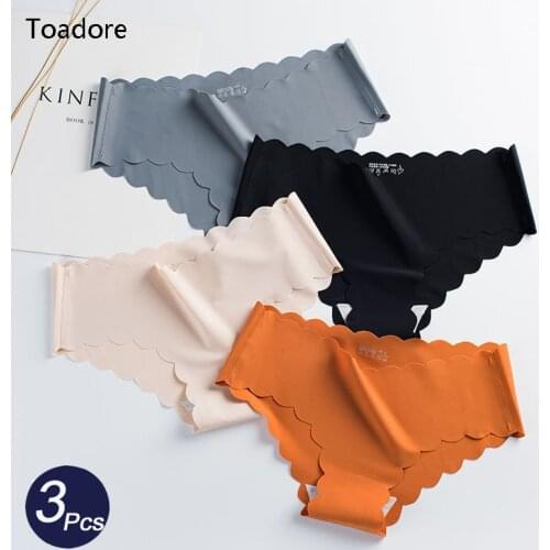 3Pcs/Set Seamless Underwear Female Slip Silk Womens Plain Color Panties Lady Ruffle Underpants Girls Briefs Smooth Panty Bragas