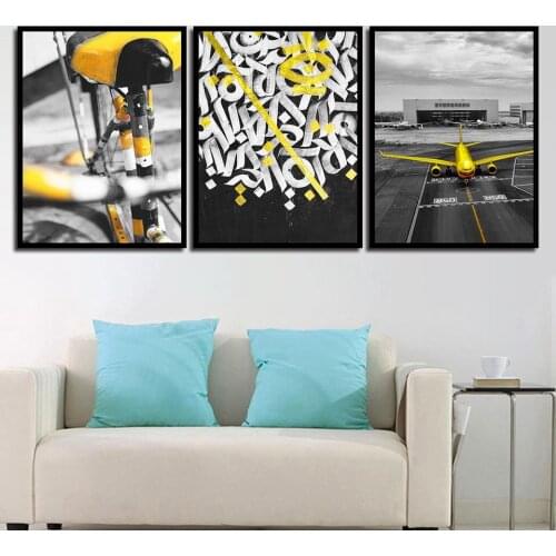 Bicycle Plane Canvas Poster Paintings Wall Art Minimalist Canvas Abstract Painting Wall Pictures for Living Room B5466