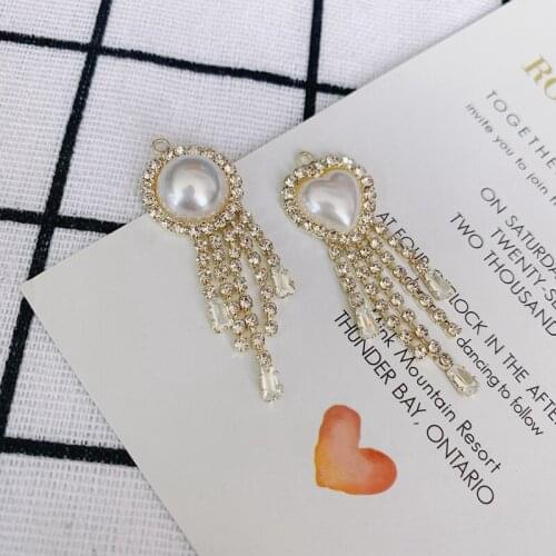 DIY jewelry accessories alloy round love heart-shaped pearl tassel pendant earrings jewelry accessories materials