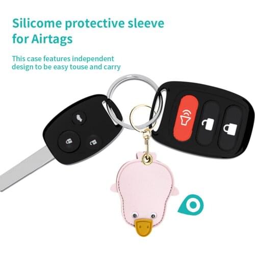 Protective Sleeve Case for Apple Airtags Hangable Keychain Holder Key Finder Anti-lost Silicone Device Keychain For Apple Airtag