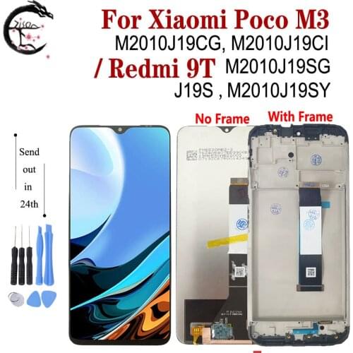 6.53" Mi Poco M3 LCD For Xiaomi Redmi 9T Display With Frame M2010J19SG M2010J19SY M2010J19CG Screen Touch Digitizer Assembly