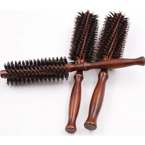 1 Pc Salon Wooden Antistatic Heat Resistant DIY Boar Bristle Hair Curl Brush