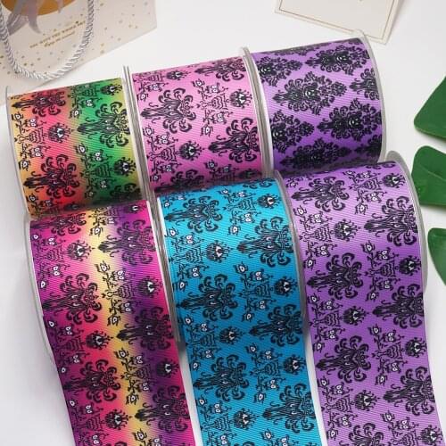 10 Yards 3inch 75mm Cartoon Printing Grosgrain Ribbon For Hair Bows DIY Crafts Handmade Accessories 56064